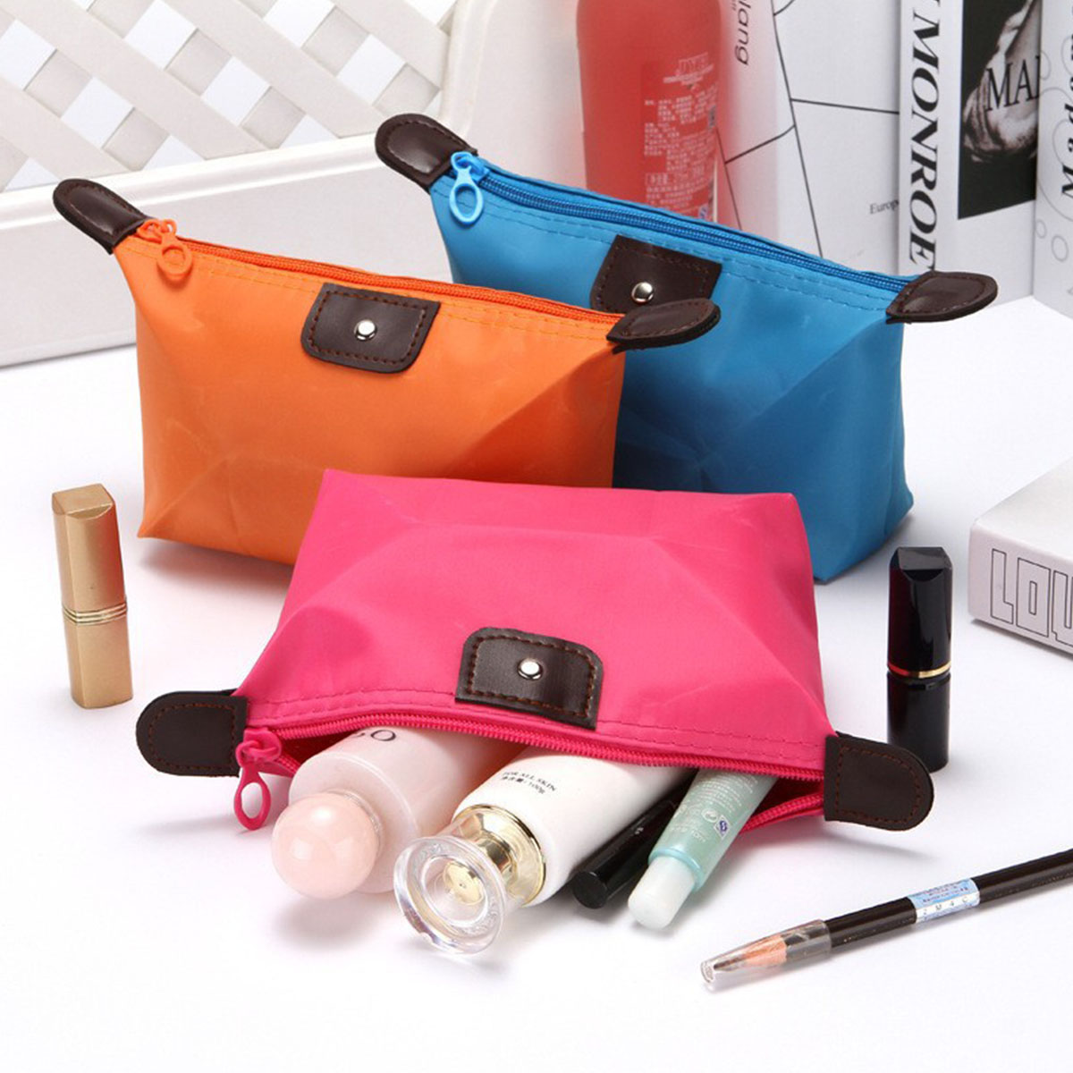 Cosmetic Bags - Damska składana kosmetyczka podróżna w pastelowych