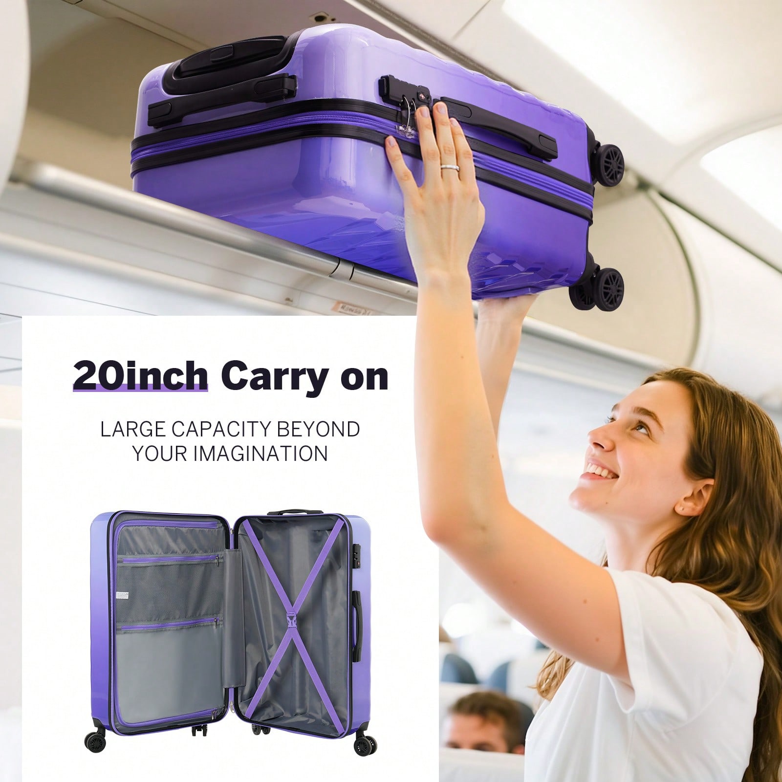 Zestaw twardych walizek o wymi – Spinner Wheel Rolling Suitcase 20 Inch recenzja i cena